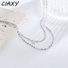 CIAXY 925 Sterling Silver Cross Star Sequin Necklaces for Women Temperament Double-layer Clavicle Chain Choker Punk Jewelry