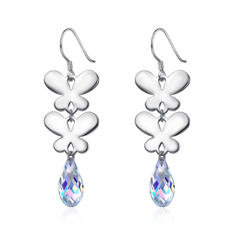 Brand Fine Jewelry Women Earrings Made With Austria Crystal Drop Earring Butterfly Dangle Earrings For Women CWE106