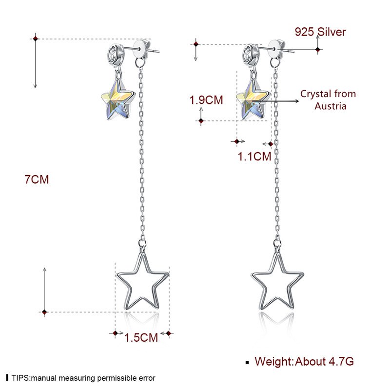 Brand Fine Jewelry Women Earrings Made With Austria Crystal Drop Earrings Star Shape Earrings Brincos CWE088