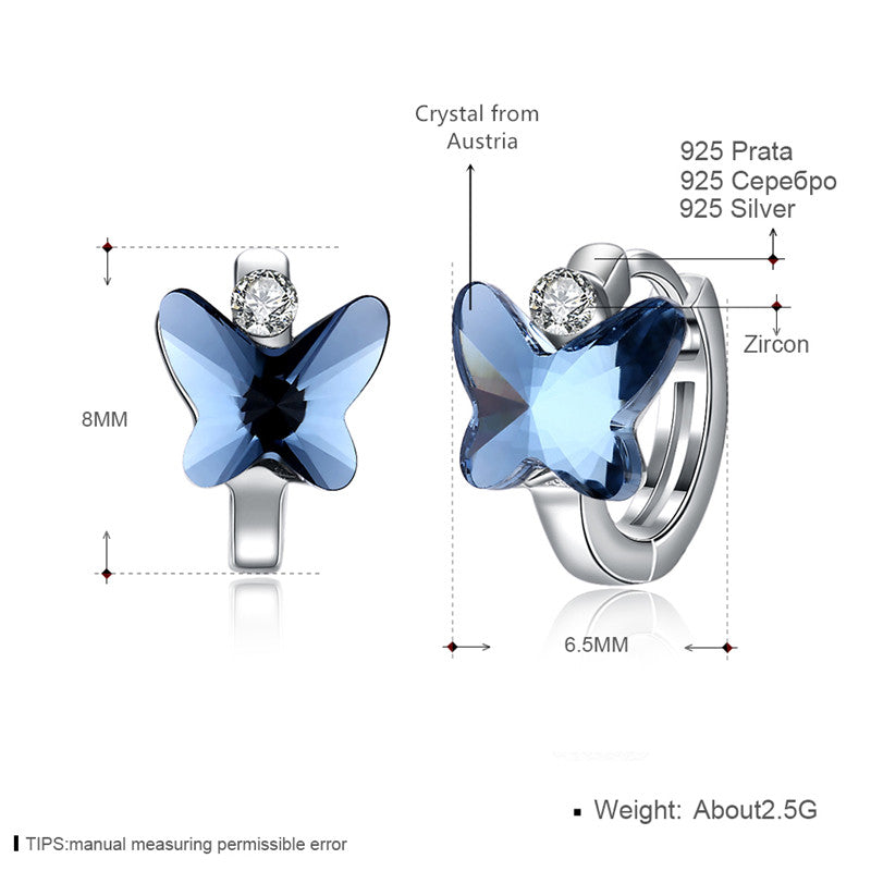 Brand Fine Jewelry Women Earrings Made With Austria Crystal Hoop Earring Butterfly Style Earrings For Women CWE079