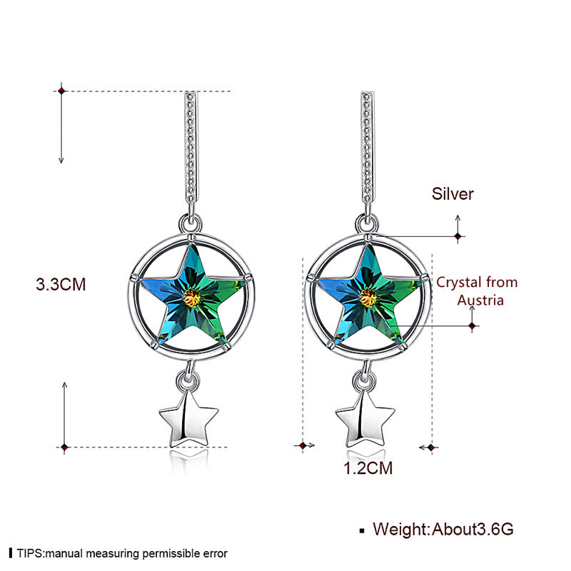Brand Fine Jewelry Women Earrings Star Style Crystal From Austria Drop Earrings For Women CWE085