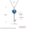 Crystals From Austria Blue Purple Heart Key Pendant Necklaces Real 925 Silver Fine Jewelry For Women CWN057