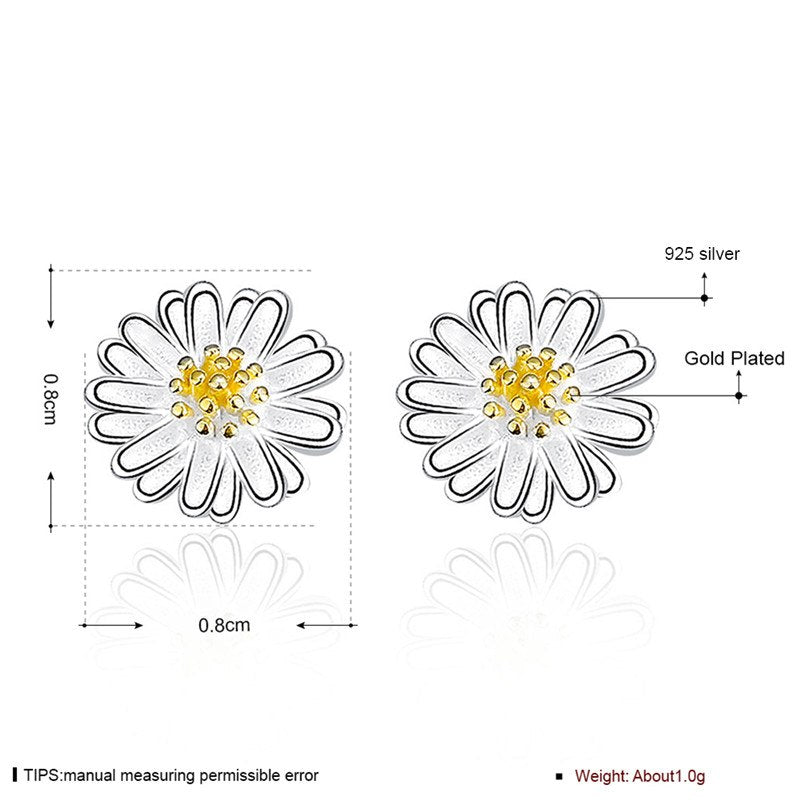 Fine Jewelry 100% 925 Sterling Silver Stud Earrings Daisy Style Silver Earrings Gifts For Women CWE011