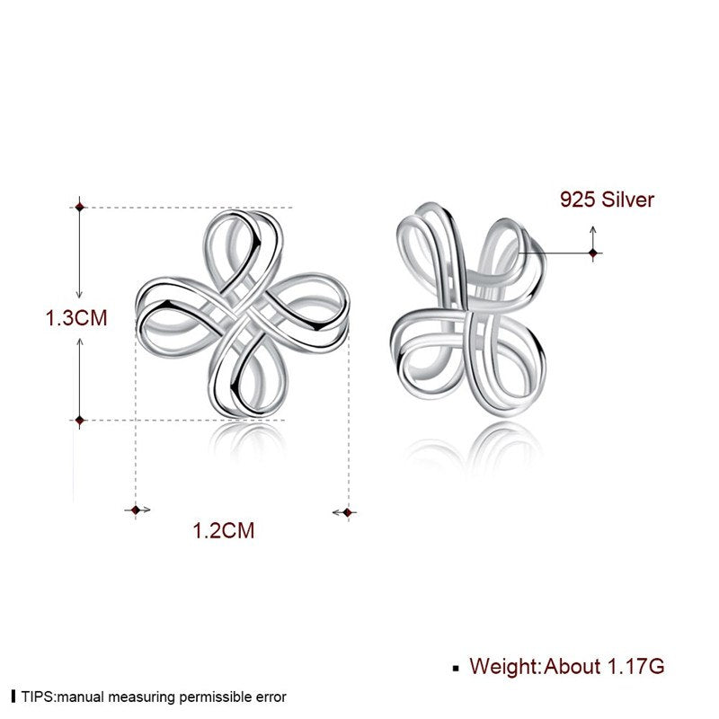 Fine Jewelry 100% 925 Sterling Silver Stud Earrings Winding Cross Style Silver Earrings Gifts For Women CWE028
