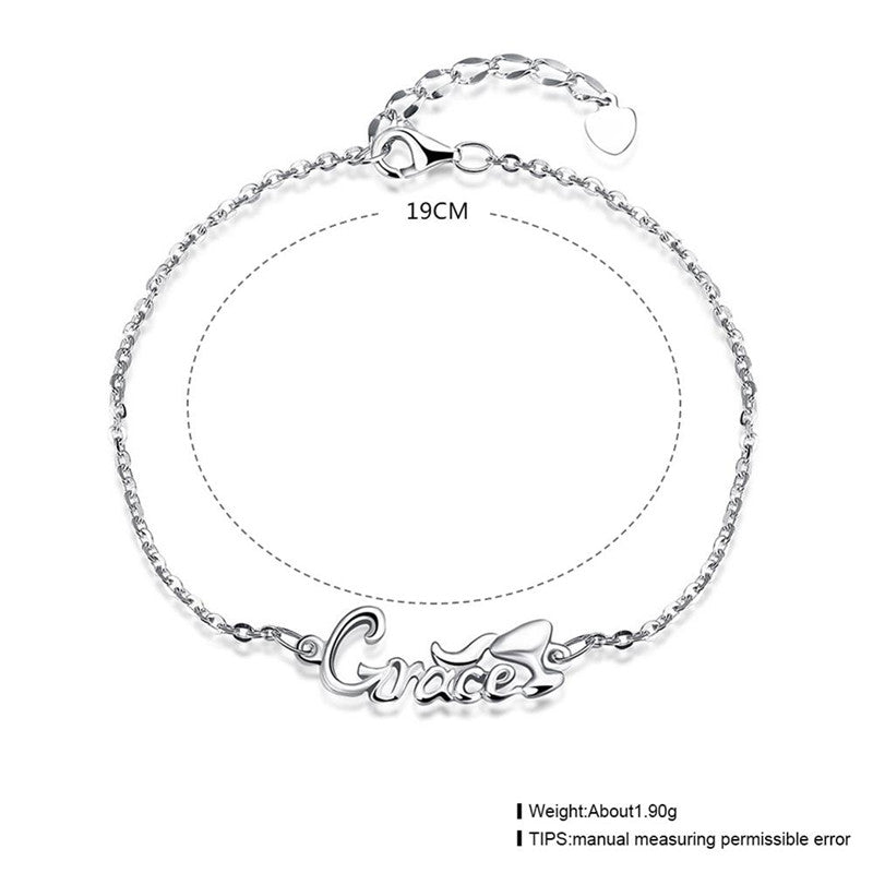 Fine Jewelry 925 Sterling Silver Bracelet Letter Style High Quality Lady Party Bracelet Jewelry CWB002