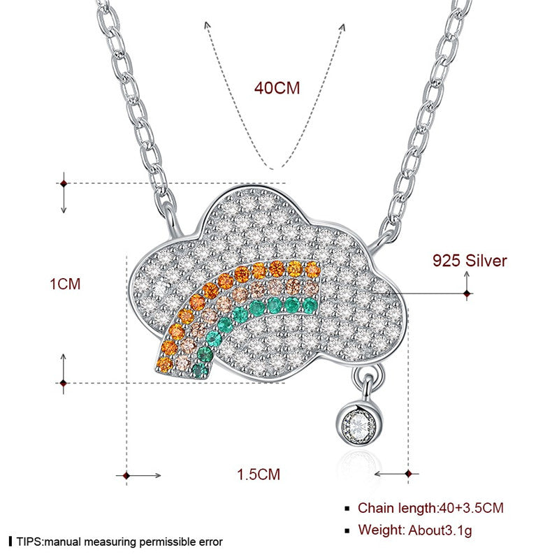 Fine Jewelry 925 Sterling Silver Creative Colorful Clouds Pendant Necklace Made With AAA+ Zircon Necklace CWN028