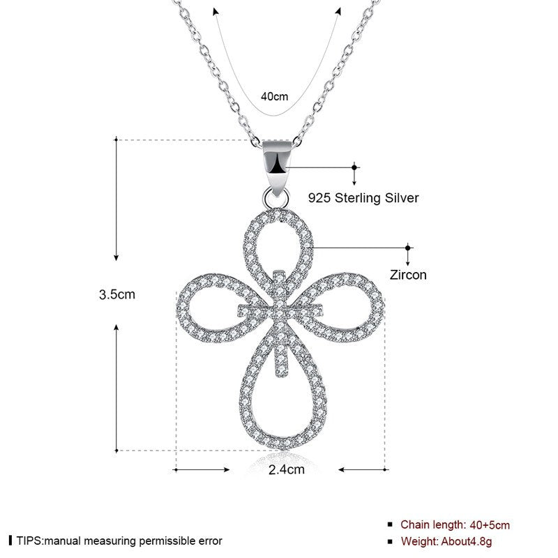 Fine Jewelry 925 Sterling Silver Cross Style Pendant Necklace Made With AAA+ Zircon Necklace Lady Jewelry CWN003