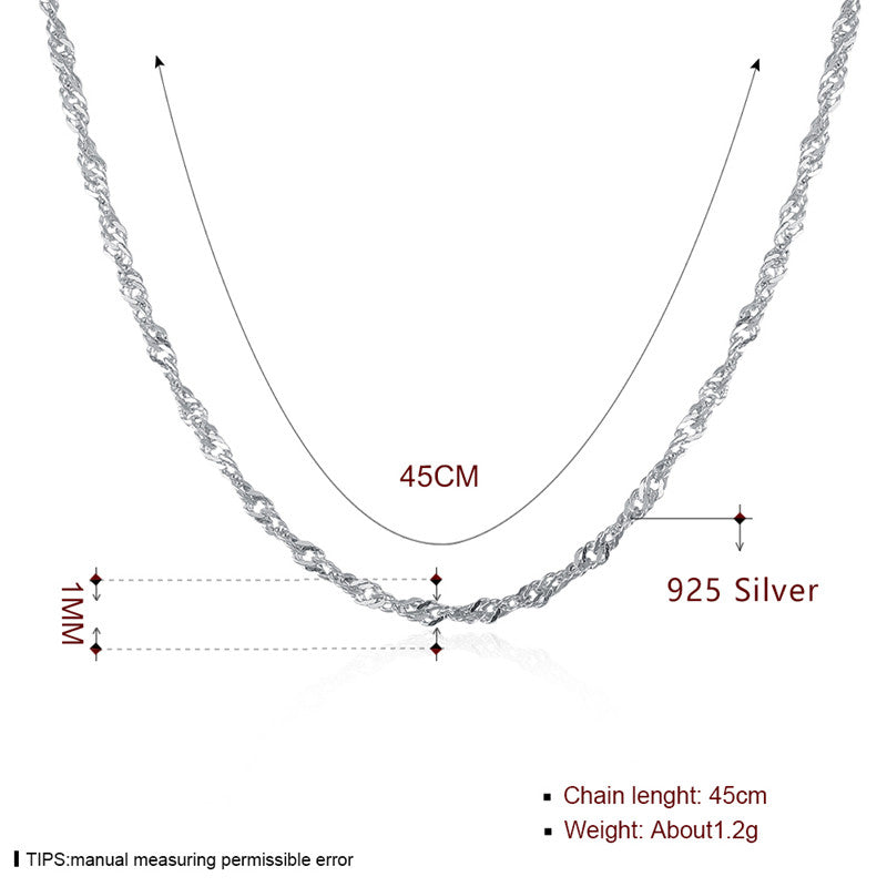 Fine Jewelry 925 Sterling Silver Link Chain Necklace Simple Design Lady Party Jewelry Necklace For Women CWN073