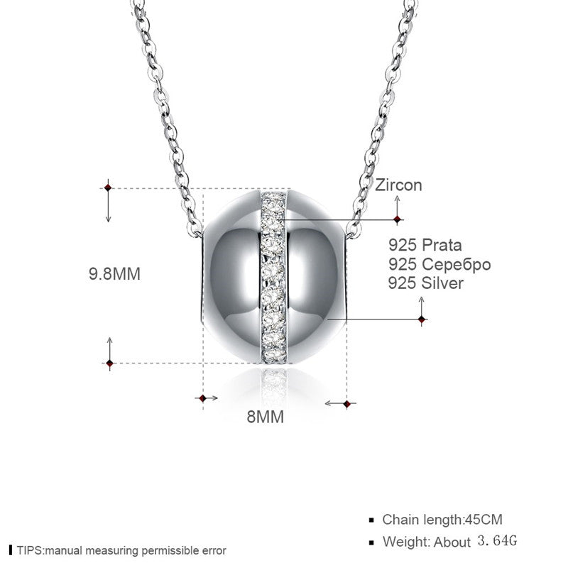 Fine Jewelry 925 Sterling Silver Pendant Necklace Round Bead Made With AAA+ Zircon Pendant Necklace Jewelry CWN033