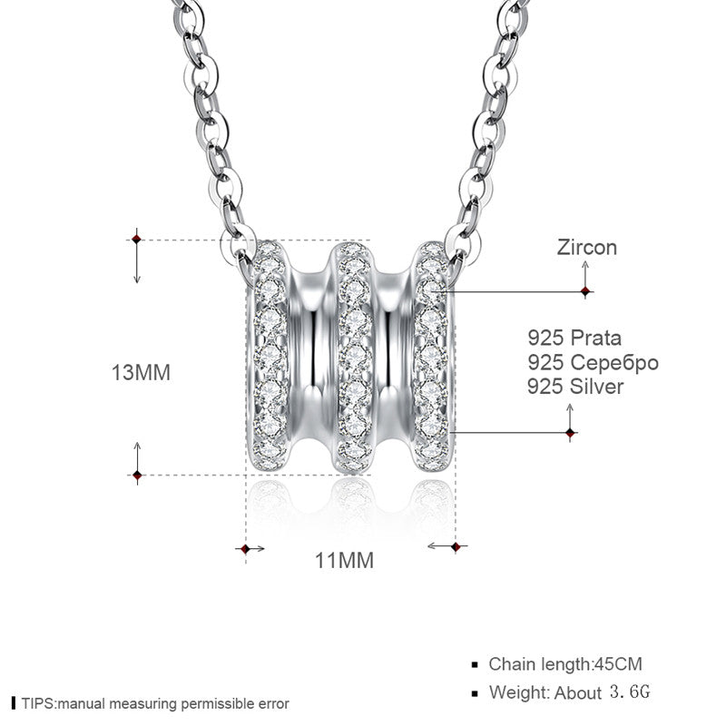 Fine Jewelry 925 Sterling Silver Pendant Necklace Round Shape Made With AAA+ Zircon Pendant Necklace Jewelry CWN070