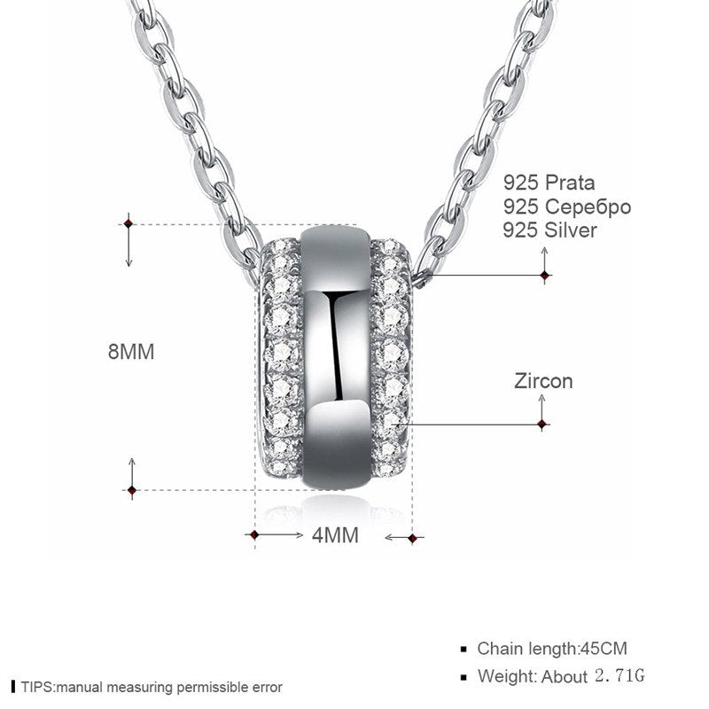 Fine Jewelry 925 Sterling Silver Pendant Necklace Round Shape Made With AAA+ Zircon Pendant Necklace Jewelry CWN030