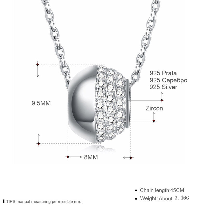 Fine Jewelry 925 Sterling Silver Pendant Necklace Round Shape Made With AAA+ Zircon Pendant Necklace Jewelry CWN022