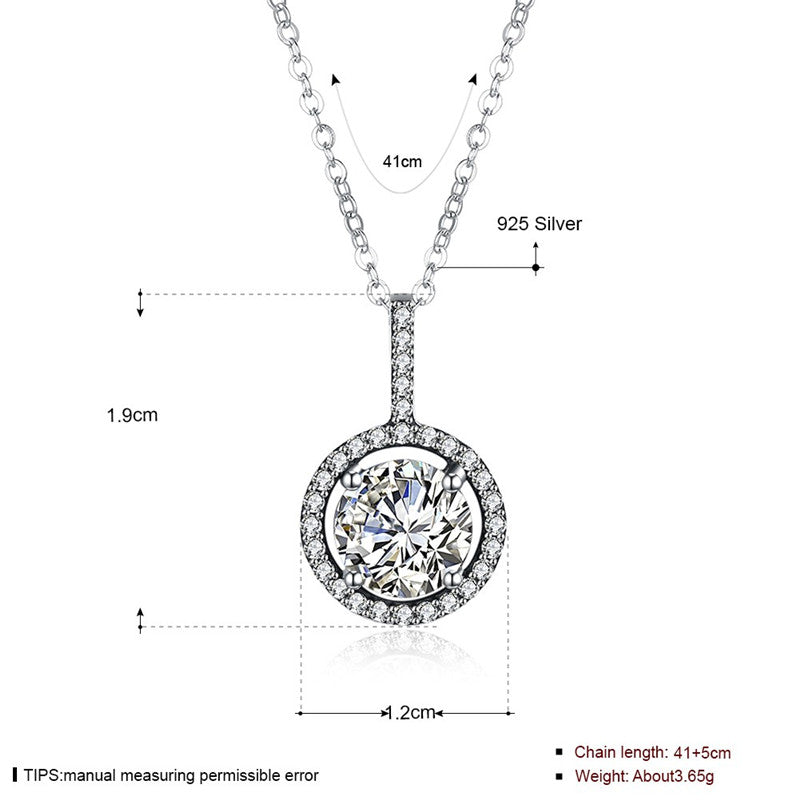 Fine Jewelry 925 Sterling Silver Round Style Pendant Necklace Made With AAA+ Zircon Necklace Lady Jewelry CWN023