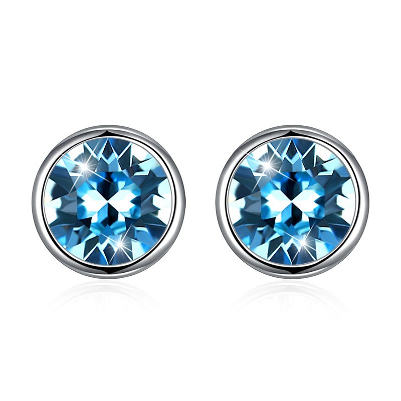 Fine Jewelry 925 Sterling Silver Stud Earrings Round Shape Crystal From Austria Earrings Gifts For Women CWE068