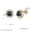 Fine Jewelry 925 Sterling Silver Stud Earrings Round style With Colors AAA+ Zircon Earrings Gifts For Women CWE024