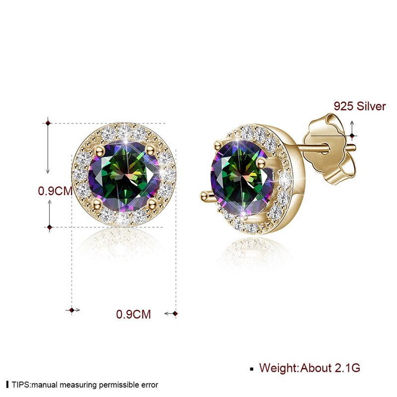 Fine Jewelry 925 Sterling Silver Stud Earrings Round style With Colors AAA+ Zircon Earrings Gifts For Women CWE024