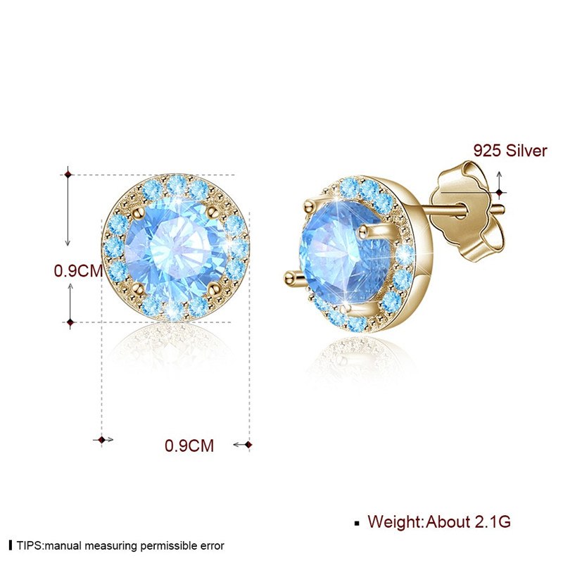 Fine Jewelry 925 Sterling Silver Stud Earrings Round style With Colors AAA+ Zircon Earrings Gifts For Women CWE024
