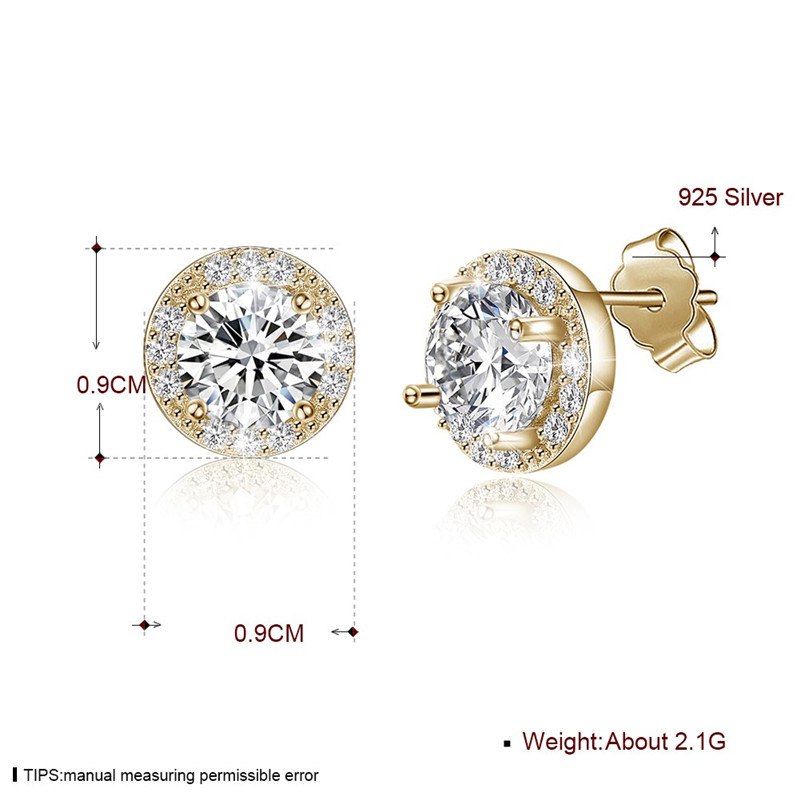 Fine Jewelry 925 Sterling Silver Stud Earrings Round style With Colors AAA+ Zircon Earrings Gifts For Women CWE024