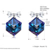 Fine Jewelry 925 Sterling Silver Stud Earrings Square Blue Crystal From Austria Earrings Gifts For Women CWE056
