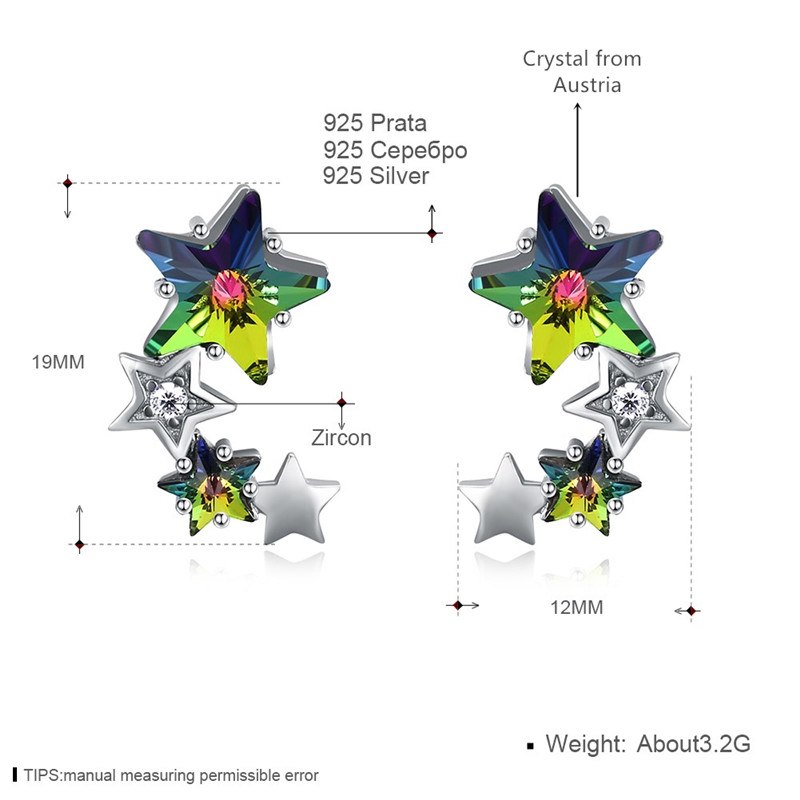 Fine Jewelry 925 Sterling Silver Stud Earrings Star Style Crystal From Austria Earrings Gifts For Women CWE058