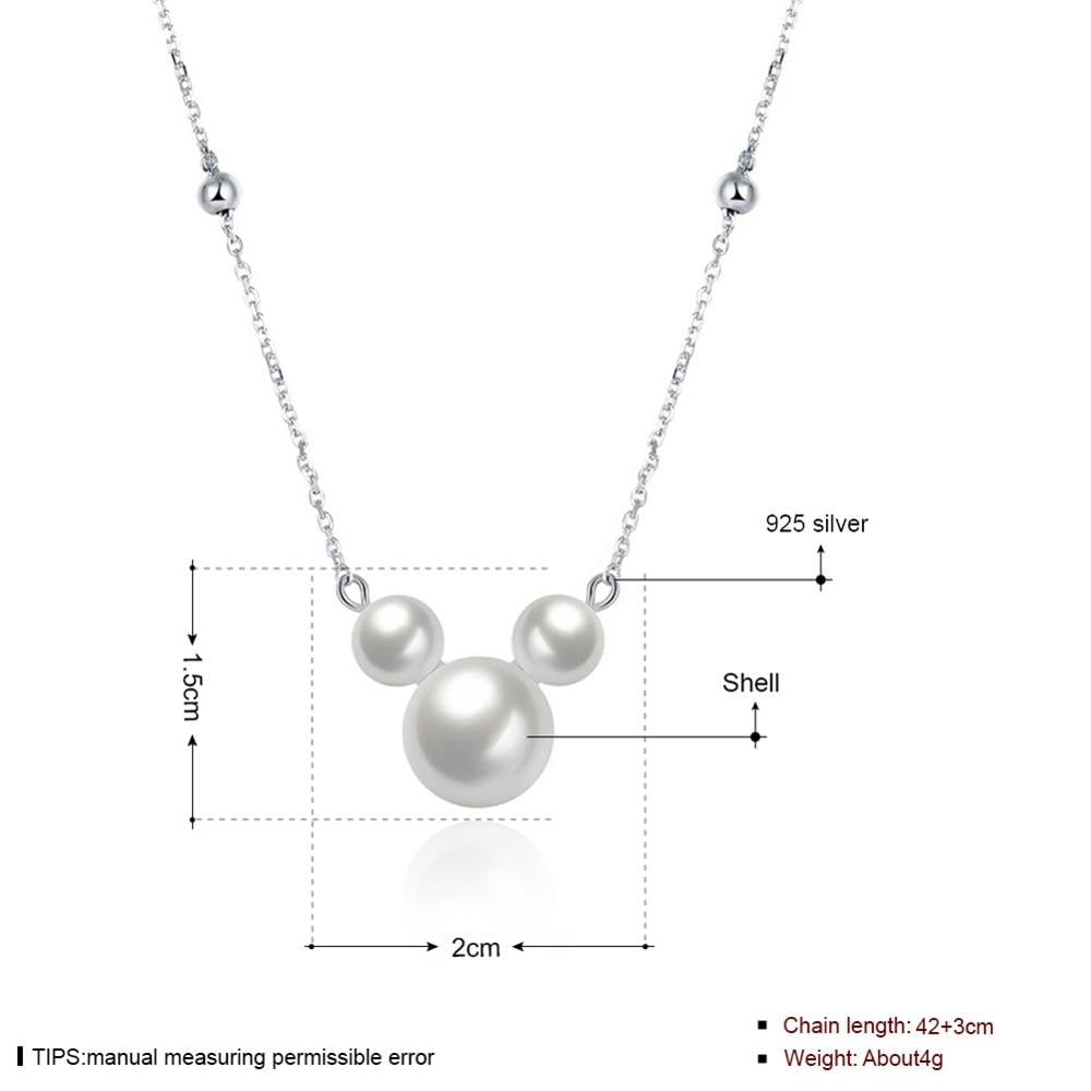 Fine Jewelry 925 Sterling Silver With Cute Pearl Pendant Necklace Round Shape Pendant Necklace Jewelry CWN039