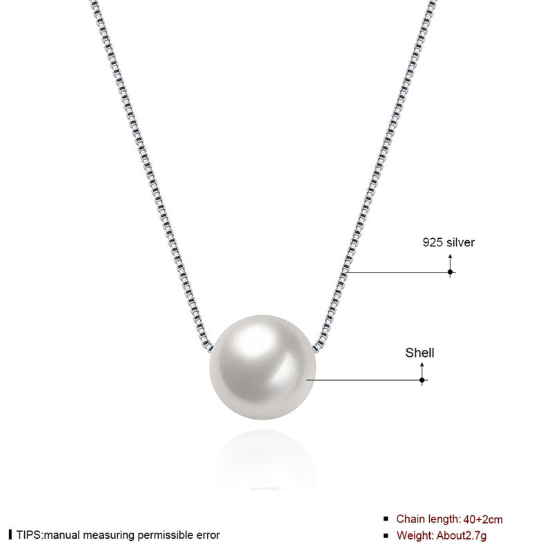 Fine Jewelry 925 Sterling Silver With Pearl Pendant Necklace Round Shape Pendant Necklace Jewelry CWN011