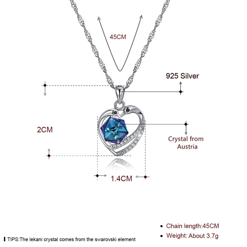 Fine Jewelry 925 Sterling Silver Women Heart Necklace Classic Christmas Series Crystal Pendant Necklace CWN066