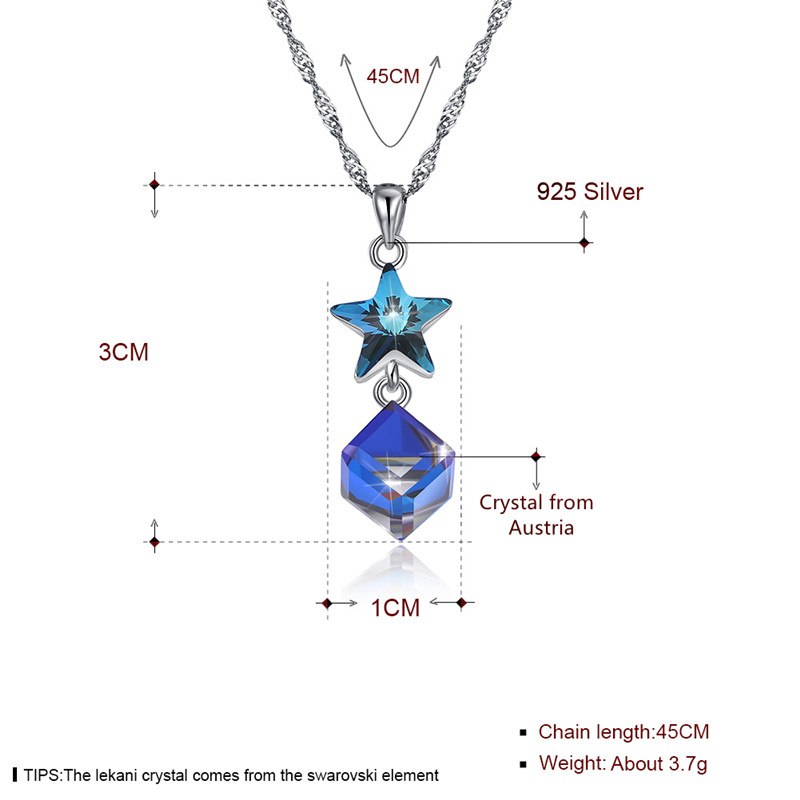 Fine Jewelry 925 Sterling Silver Women Necklace Classic Christmas Series Star Crystal Pendant Necklace CWN068