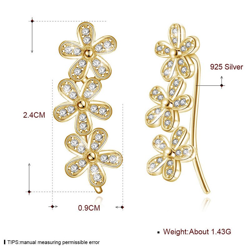 Fine Jewelry Flower Earrings 925 Sterling Silver Vintage Allure Stud Earrings For Women Original Jewelry CWE026