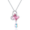 Fine Jewelry Women Necklace Crystal from Austria Pink Butterfly Shaped Pendant Necklace For Women CWN054