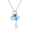 Fine Jewelry Women Necklace Crystal from Austria Pink Butterfly Shaped Pendant Necklace For Women CWN054