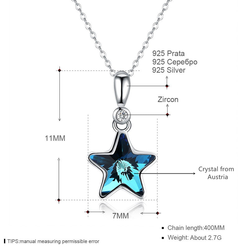 Fine Jewelry Women Necklace Crystal from Austria Star Shaped Pendant Necklace Valentine's D Gift CWN007