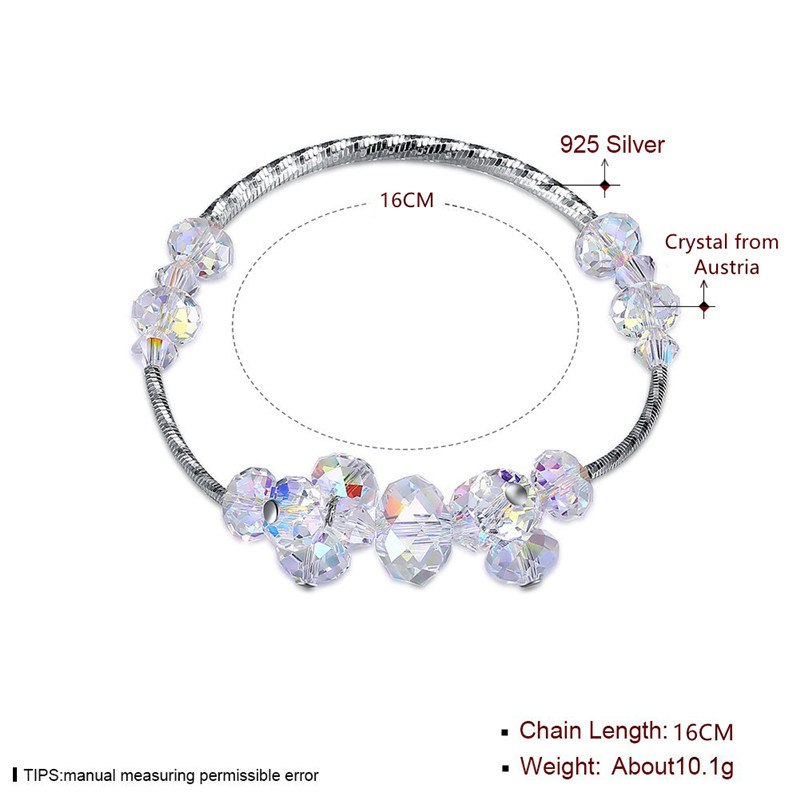 New 925 Sterling Silver Bracelets Irregular Crystal From Austria Double Layer Bracelets For Women Jewelry CWB057