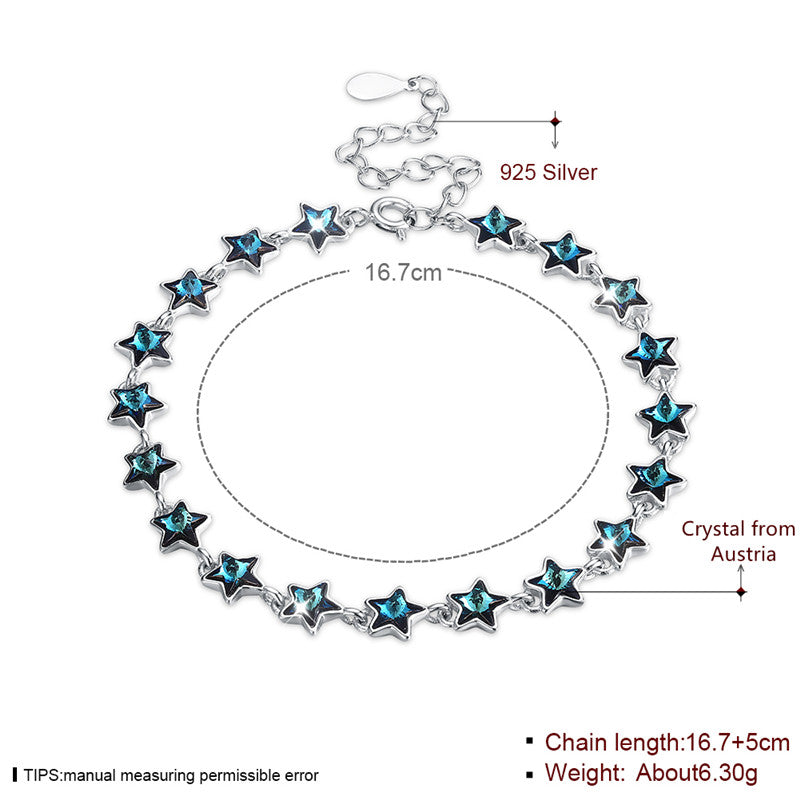 New Arrival 925 Sterling Silver Bracelets Star Shape Crystal From Austria Around Bracelets For Women CWB063