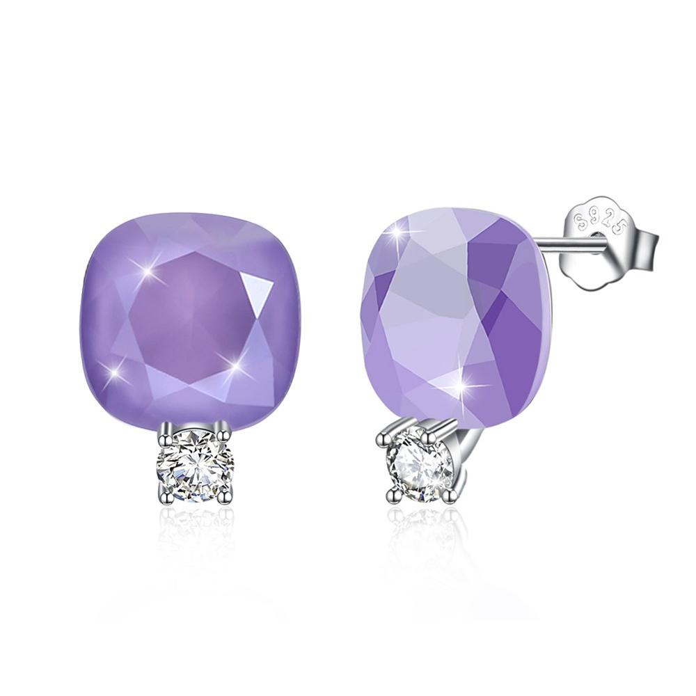 New Fine 925 Sterling Silver Stud Earrings 11 Colors Crystal From Austria Earrings For Women Jewelry CWE061