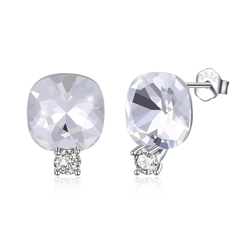 New Fine 925 Sterling Silver Stud Earrings 11 Colors Crystal From Austria Earrings For Women Jewelry CWE061
