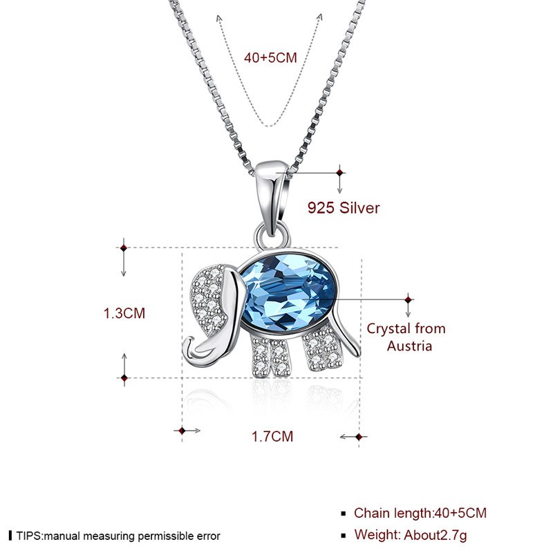 New Fine 925 Sterling Silver Women Necklace Austria Crysta Cute Elephant With AAA+ Zircon Pendant Necklace CWN040