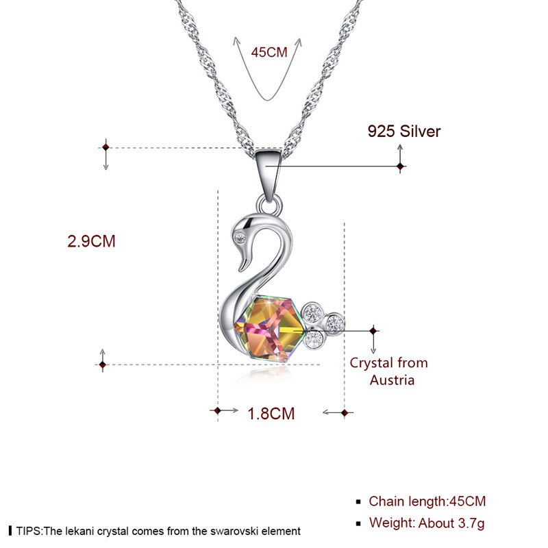 New Fine 925 Sterling Silver Women Necklace Austria Crysta Cute Swan With AAA+ Zircon Pendant Necklace CWN069
