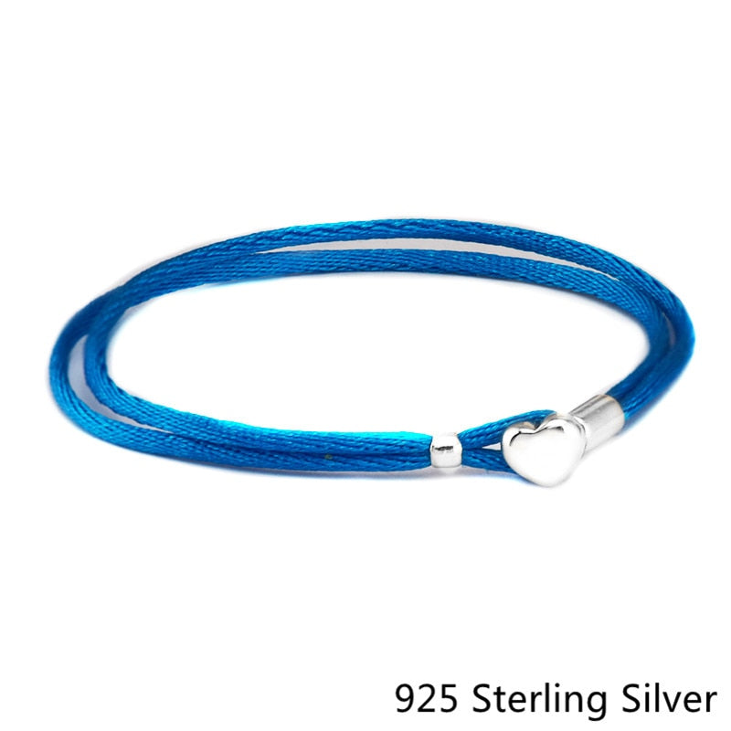925 Sterling Silver Fabric Cord Bracelet, Turquoise For Women Original Jewelry Making Anniversary Gift