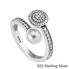 925 Sterling Silver Luminous Glow, White Crystal Pearl Rings Original Fashion Jewelry DIY Making