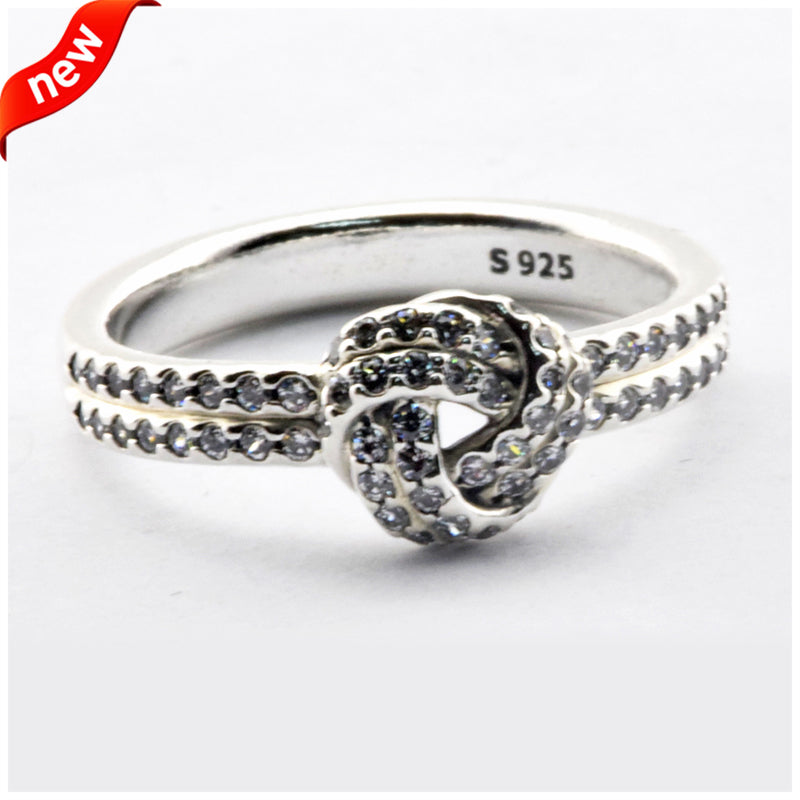 925 Sterling Silver Sparkling Love Knot Rings For Women Original Fashion European Style DIY Jewelry