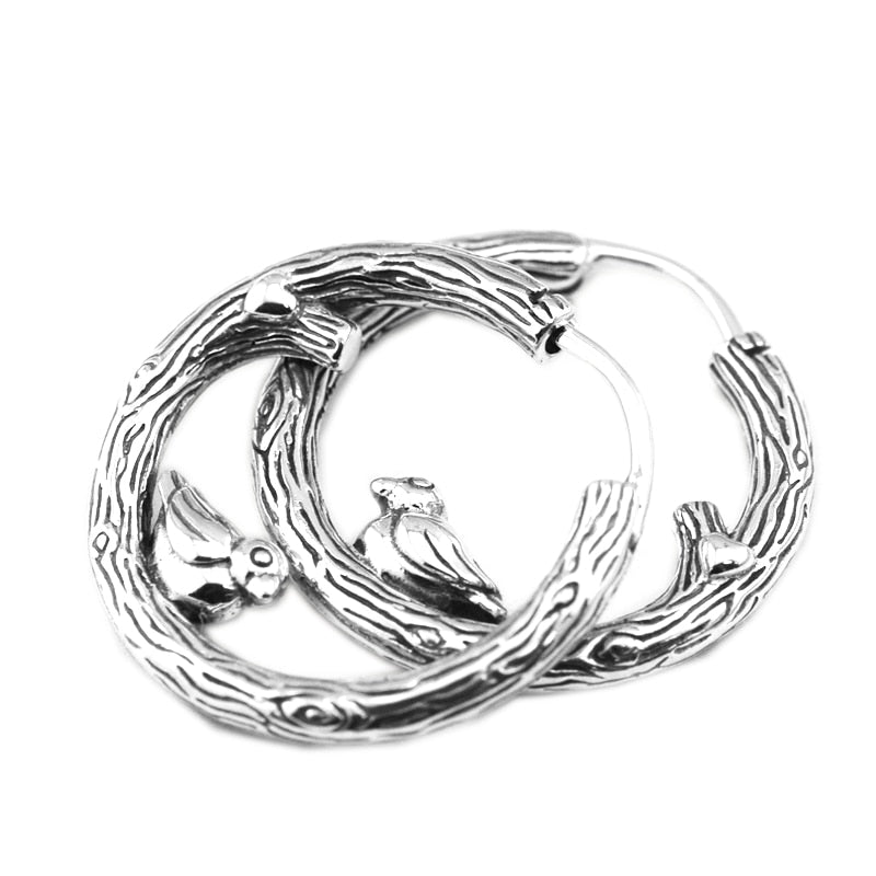 925 Sterling Silver Spring Bird Hoop Earrings For Women Original Charms European Style Jewelry Making