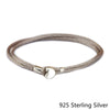 Authentic 925 Sterling Silver Jewelry Fabric Cord Bracelet, Grey Green Fashion For European Beads And Charms