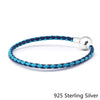 Authentic 925 Sterling Silver Leather Bracelets Jewelry Mixed Blue Woven Double For European Beads And Charms