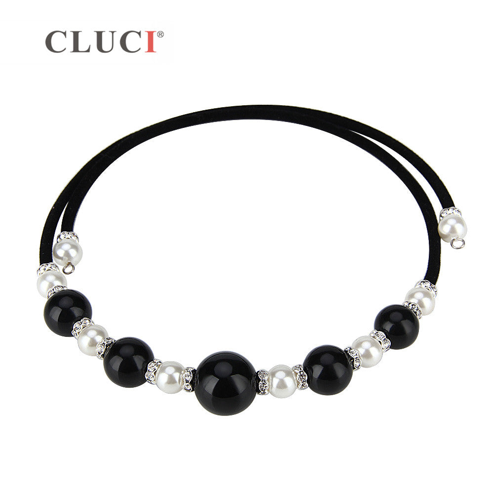 3pcs Black/Brown Rope Torques Choker Necklaces Gorgeous Black Agate Collar Luxury Choker For Women Wedding Jewelry