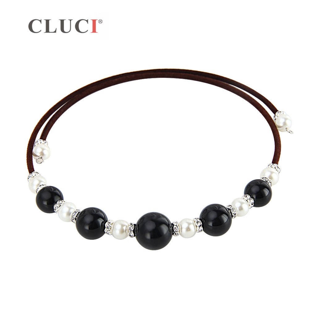 3pcs Black/Brown Rope Torques Choker Necklaces Gorgeous Black Agate Collar Luxury Choker For Women Wedding Jewelry