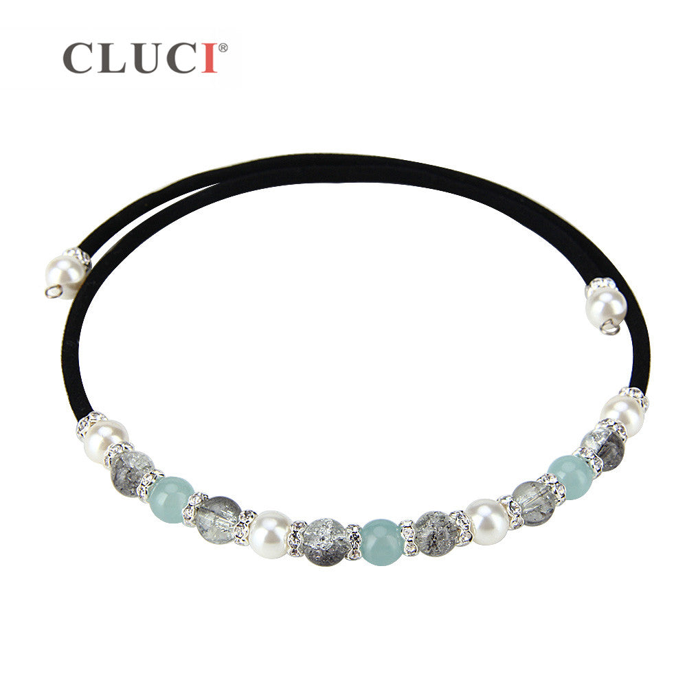 3pcs New Disign Luxury Crystal Collar Necklace Jade and zircons Choker For Women Wedding Jewelry Black/Brown Rope