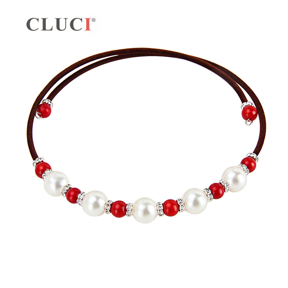 3pcs/pack for women ladies gift vintage shell pearl beads necklaces black/brown rope chain jewelry women Torques neckalces