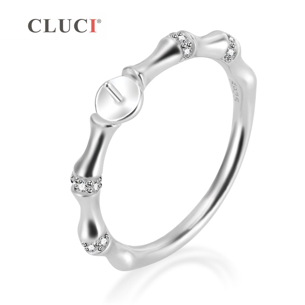 925 sterling silver bamboo joint ring finding to match pearl, Statement Jewelry for Women Good Gift DIY Accessories