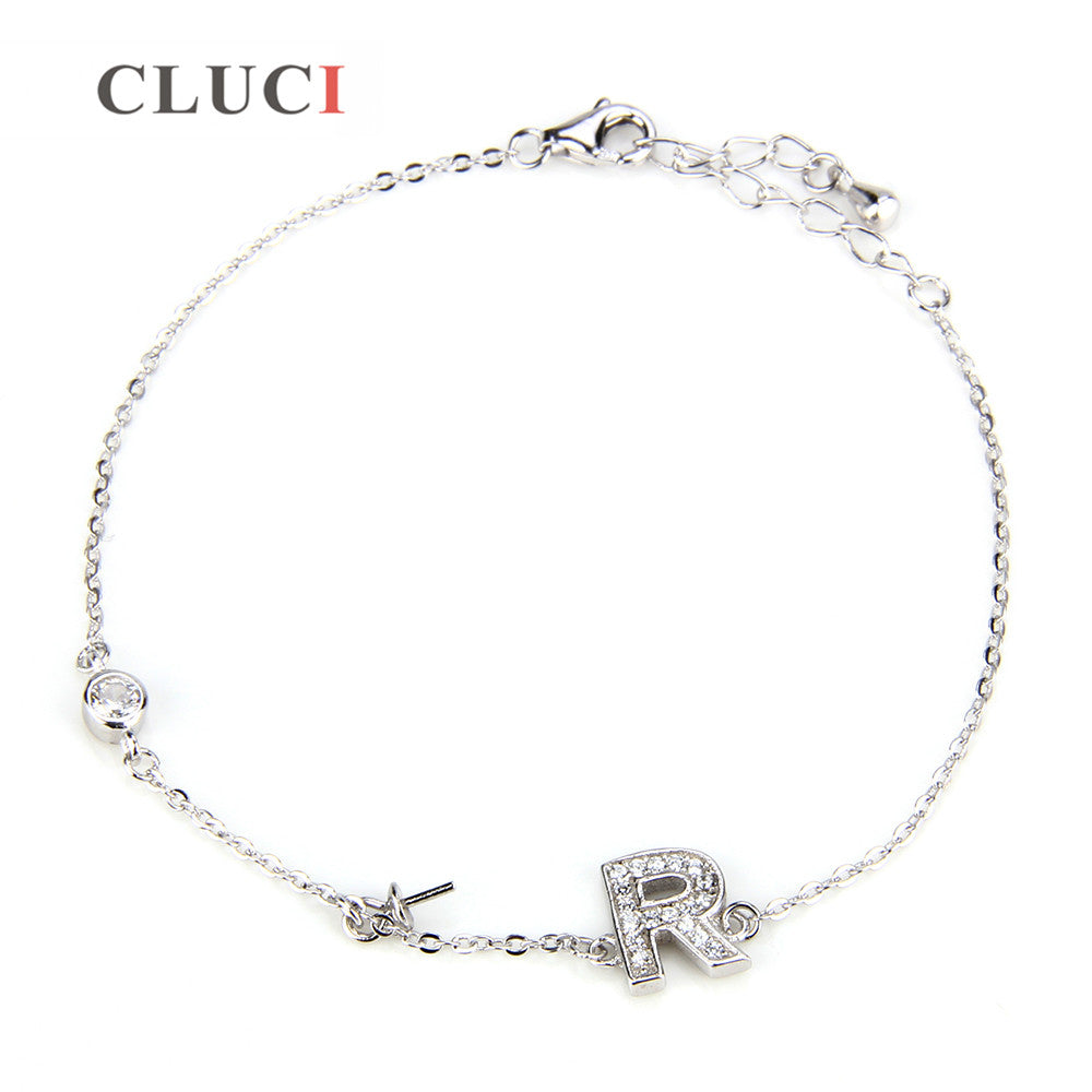 925 sterling silver letter R Fashion Bijoux Bracelet & Bangles Jewelry For man&women gift Adjustable Chain Bracelet